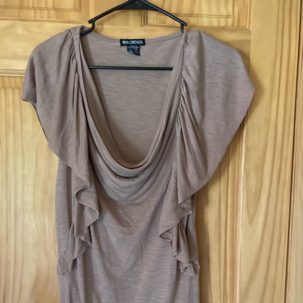 Miss Chievous size S brown cowl neck flutter sleeveless top